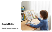 360° Rotating Base Adjustable viewing Easel Multi-Functional Adjustable Bookrest with Page holders Ergonomic Book Stand Handsunrestricted for Children, Professionals, Study, Office, Library, Kitchen Counter