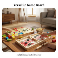 Solid Wood Construction Wooden Combination Board Game Screen-Unrestricted Fun Sling Puck Game Easy to Learn for Children, Family, Party