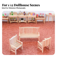 Photography Prop 1:12 Scale Wooden Bench DIY Paintable Miniature Wooden Bench Realistic Feature 1:12 Scale Furniture Artisan-Made for Crafters, Dioramas, Model Scenes, Craft Projects