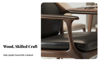 Walnut Wood Armchair Nordic aesthetic Curved spine Wooden Chair Italian Design adaptable Use for Interior Designers, Adults