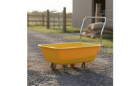 Large Capacity 4 Wheel Feed Wagon Plastic Hopper Wagon Leak Proof Farm Equipment Single-Piece Molding for Livestock Breeders, Farmers, Stable, Warehouse, Garden
