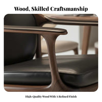Walnut Wood Armchair Nordic aesthetic Curved spine Wooden Chair Italian Design adaptable Use for Interior Designers, Adults
