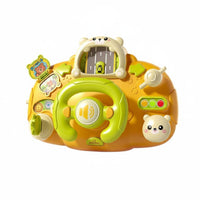 Interactive Play Stroller Steering Wheel Toy Lights and Sounds Baby Driving Simulator Multifunctional Bear Themed Driving Console Early Educational for Travel