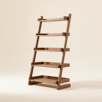Ladder Bookshelf Solid Wood Wall Ladder Bookshelf Space-Saving Leaning Bookcase for Book Lovers, Home Office, Living Room, Reading Nook
