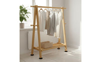 Solid Wood Wooden Garment Rack with Shelf Large Capacity Freestanding Clothes Rack Multi-Functional Clothing Organizer for Entryway