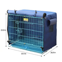 Dog Cage Cover, Waterproof Material Cat Cage Cover, Windproof Crate Cover for Wire, Indoor Outdoor Cage Cover with Roll-Up Front Door