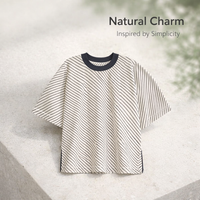 T-Shirts Women UK with Drop Shoulder Sleeve for Summer Wear, Ladies in Flared Fit, Contrast Color Striped Tees for