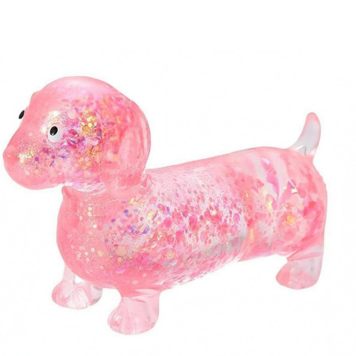 Soft Glitter Dachshund Squeeze Toy Glossy Finish Dachshund Squishy TPR Glitter-Filled Squeeze Toy Slow Rebound