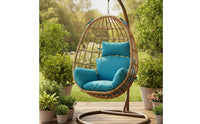 Padded Egg Chair Cushion with Headrest Soft Hanging Basket Chair Cushion Comfortable Ergonomic for Backyard