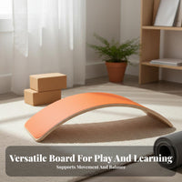 Long-Lasting Natural Wood Wooden Balance Board Multi-Functional Curved Wobble Board Versatile Kids Sensory Toy Polished Rounded Edges for Toddlers, Adults