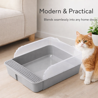 Cat Litter Tray Lid, Litter Tray for Cats, Flap Door Pet Pan, PP Material Feline Toilet, Cat Waste Container Cover, Pet Waste Solution.