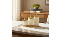 Light Luxury Design Hexagonal Jar with Lid Lightweight Gold Trim Storage Container Shatterproof for Bathroom