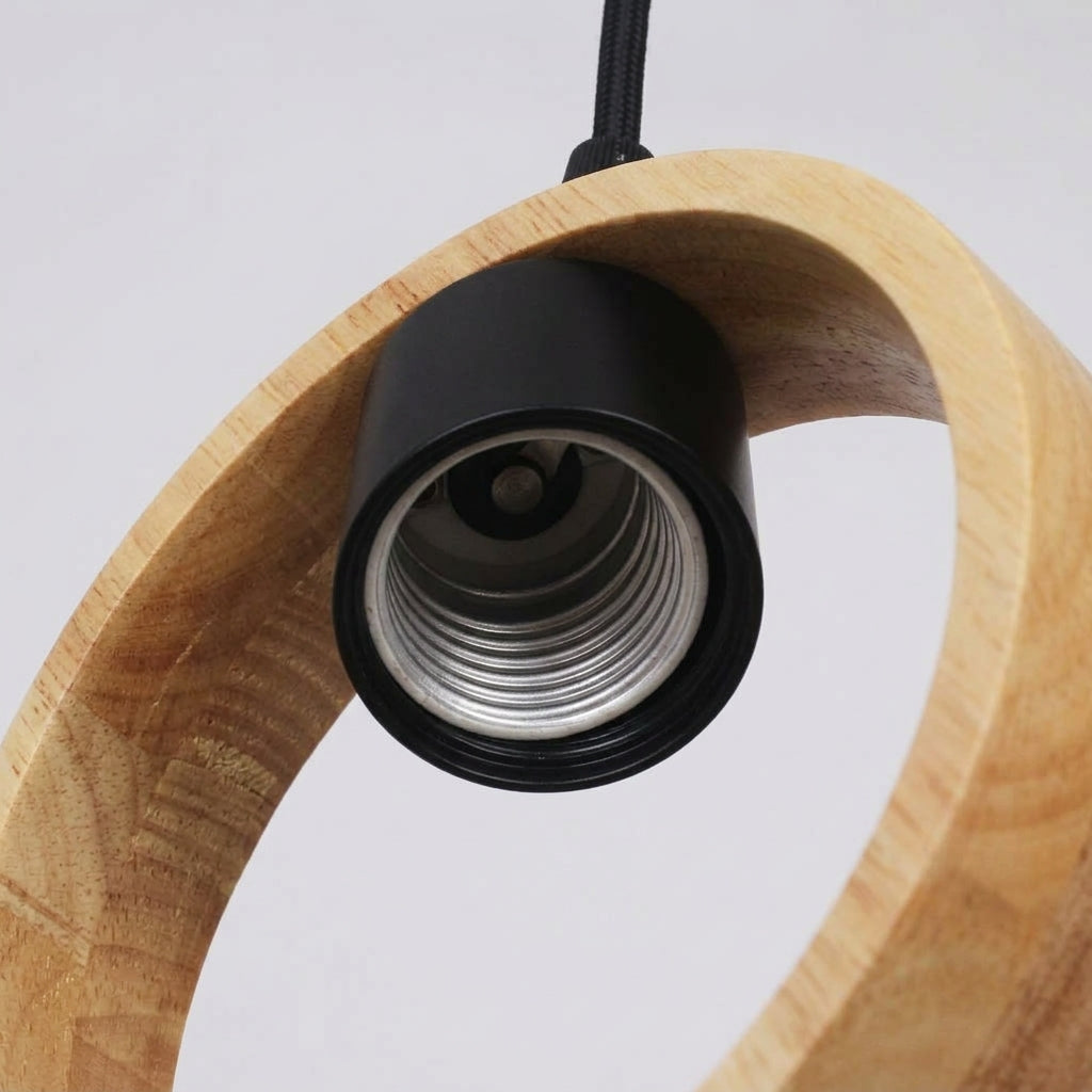 Kitchen Island Pendant Light for Living Room, Retro Style Wooden Lamp with Octagonal Holder, E27 Ceiling Pendant, 1m Adjustable Hanging Lamp