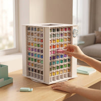 Desktop Bead Jar Holder Space-Saving Rotating Storage Rack Compartmented Storage Rack with Grid Compartments Upright for Hobbyists