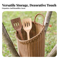 Space Saving Woven Wall Basket Large Capacity Woven Hanging Basket Multifunctional for Homeowners, Decorators, Bathroom, Dorm Room, Bedroom