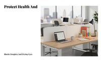 Workspace Separator Adjustable Desk Screen Clamp Anti-Fall Barrier Clamp-on Desk Baffle Easy to Install Privacy Panel No Drilling Required for distant Workers, Receptionists, Retail Employees, accessibleplanPlan Workareas, School, Library