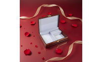 Meaningful Keepsake Chinese Wedding Jewelry Box Gold Foil Stamping Dragon Phoenix Jewelry Case Multi-Compartment Dragon Phoenix Pattern Box Soft Velvet Lining for Brides, Newlyweds, Engagement, Betrothal Ceremony