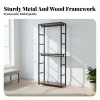 Exposed Concept Unrestricted Standing Closet System Large Capacity Multi-Section Clothing Organizer Space Saving Garment Rack Sturdy Frame for Apartment Dwellers, Homeowners, Families, Bedroom, Dressing Room, Basement