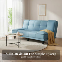 Space-Saving Design Armless Folding Sofa Bed Foldable transformable Couch multi-functionalPurpose Indoor Furnishing abrasionResistant for Apartment Dwellers, Pet Owners, Students, Small Spaces, Living Room, paleice