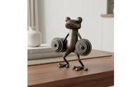 Weightlifting Frog Statue Shiny Finish Fitness Frog Figurine Artistic Decor Wildlife Sculpture for Office, Bookshelf