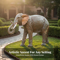 Elephant Statue Weather-Resistant Large Elephant Sculpture Sturdy Lifelike Creature Statue for Gardeners, Business Owners, Yard, Lawn