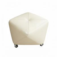 Solid Wood Frame Faceted Upholstered Pouf Sturdy Construction Low Stool Long-Lasting Footstool Space-Saving for Homeowners, Apartment Dwellers, Students, Living Room, Entryway, Cloakroom, Bedroom