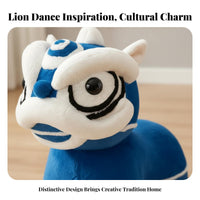 Chinese Lion Figurine Seat Creative Design Kids Animal Themed Stool Decorative Art Piece Lion Dance Stool for Children, Living Room, Playroom, Nursery