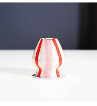 Hand-Painted Striped Ceramic Matcha Tea Set with Whisk Accessory