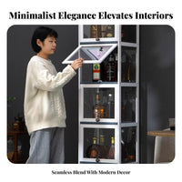 Modern Design Unrestricted Standing Wine Cabinet Space Saving Tall Slim Display Cabinet Large Capacity Narrow Liquor Display Unit Dust-Proof for Collectors, Apartment Dwellers, Living Room, Home Bar, Bedroom, Kitchen