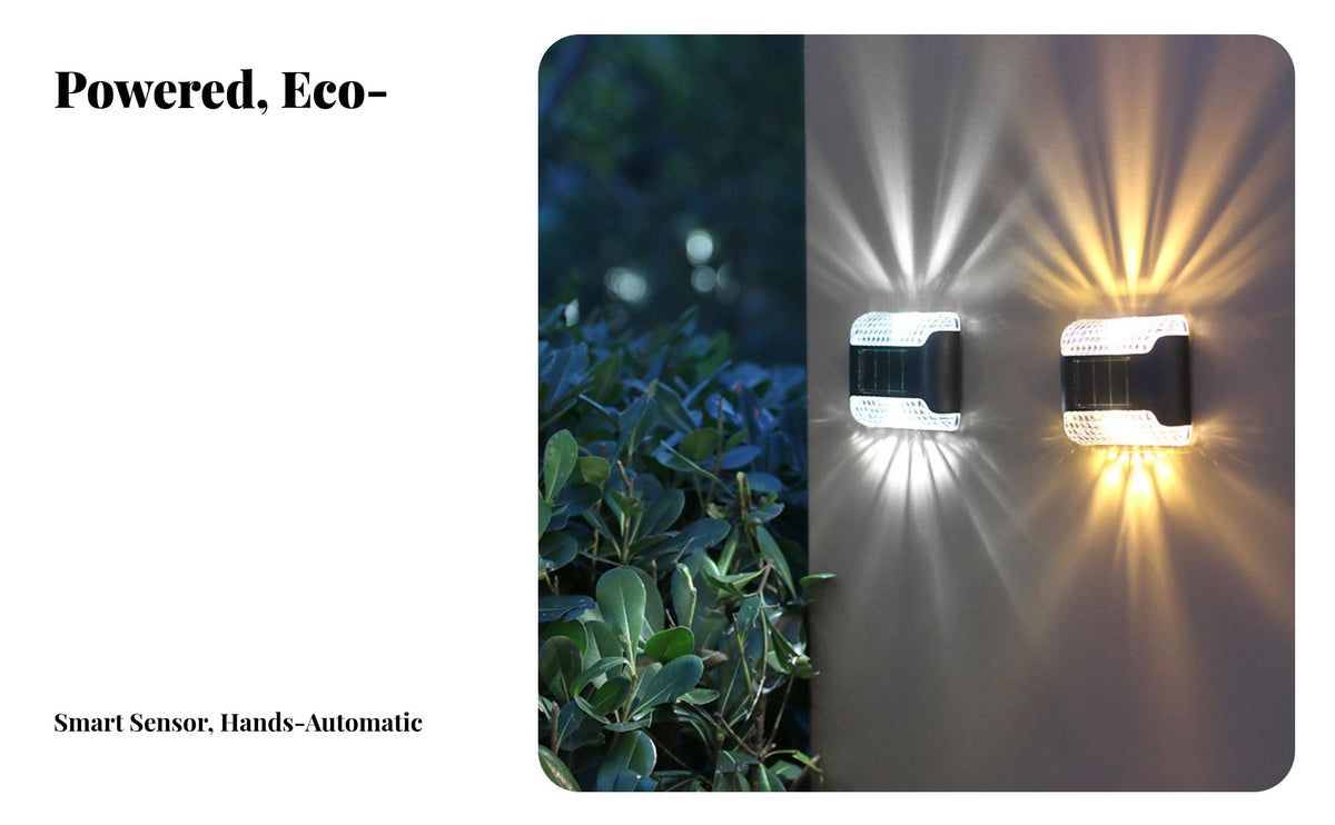 Solar Wall Light Weather Resistant Waterproof Solar Sconce Automatic activation/Off up and down Outdoor Light for Homeowners, Gardeners, Garden