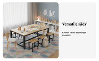 Kids Craft Table Multiple Colors Kindergarten Craft Table Versatile Modular Classroom Desk for Preschoolers, Parents, Tutoring Center, Daycare, Home