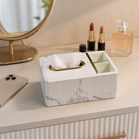 Leather Tissue Box, Modern Decorative Rectangular, Remote Control Storage for Living Room, Office