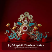 God of Wealth Hair Crown Good Luck Symbols Red Tassel Hair Comb Chinese Festive Hairpiece Handmade Traditional Chinese Headdress