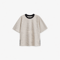 T-Shirts Women UK with Drop Shoulder Sleeve for Summer Wear, Ladies in Flared Fit, Contrast Color Striped Tees for