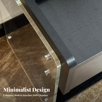Light Luxury Transparent Side Cabinet Modern Design Bedside Table Minimalist design Nightstand Space-Saving for Apartment Dwellers, Young Adults, Interior Decorators, Bedroom, Small Spaces, Entryway