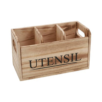 Rustic Wooden Utensil Holder Farmhouse Wooden Countertop Organizer Sturdy Container Minimalist for Coffee Bar