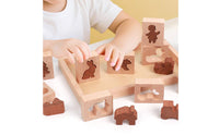 Wooden Shape Matching Puzzle Early Learning Animal Block Puzzle Set Cognitive Development Educational Toy for Young Children, Preschoolers