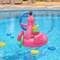 Floating Inflatable Flamingo Hoop Toss Game Lightweight Flamingo Hoop Toss Game Portable Sturdy for Families