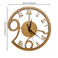 Battery Operated Hollow Wooden Clock Easy to Hang Silent Non-Ticking Clock Lightweight Vintage Design Timepiece for Living Room, Home Decor, Bedroom, Office