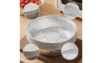 50 Pieces Aluminum Foil Pan Recyclable Round Foil Pan Crimped for Meal Preppers