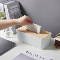 Tissue Paper and Facial Tissue Box Holder with Phone Stand, Modern Minimalist Style Desk Storage for Home Office, White Rectangular Tissue Box