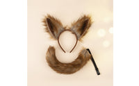 Animal Ear Headband with Tail Artificial Wolf Ears Headband Pointed