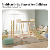 Wooden Climbing Frame with Slide Solid Wood Indoor Playset with Swing and Sturdy Wooden Climber Playset for Young Children, Playroom, Home
