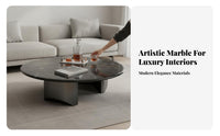 Light Luxury design Round Pedestal Table Modern Design Household Furniture Marble Pattern Top space-saving Size for Apartment Dwellers, Interior Decorators, Homeowners, Living Room, Next to Sofa, Lounge Area, Entryway