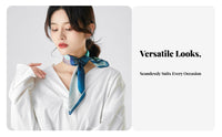 Small Square Silk Scarf Design Small Silk Scarf Gift Ready Printed Neckerchief for Women, Spring, Autumn, Office