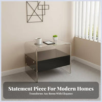 Modern Minimalist design Clear C-Shaped Table Transparent Design Nightstand Space-Saving Home Furniture Easy to Clean for Apartment Dwellers, Homeowners, Bedroom, Small Spaces, Living Room, Entrypassage