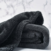 Double Sided Car Drying Towel with Bound Border, High Absorbency Microfibre Cloth for Car Washing, Dark Gray Reusable Microfiber Blend Towel
