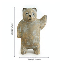 Hand-Carved Bear Statue Handcrafted House Decoration Distressed Finish Animal Sculpture for Home