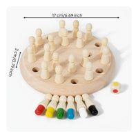 Wooden Memory Chess Parent-Child Interaction Wooden Memory Chess Game Family Engaging Color Matching Board Game for Preschoolers, Kindergarten