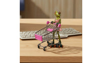 Frog Figurine with Shopping Cart Charming Miniature Shopping Cart Figurine Statue for Desk